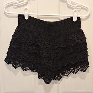 American Rag Black Crochet Ruffle Shorts Size S